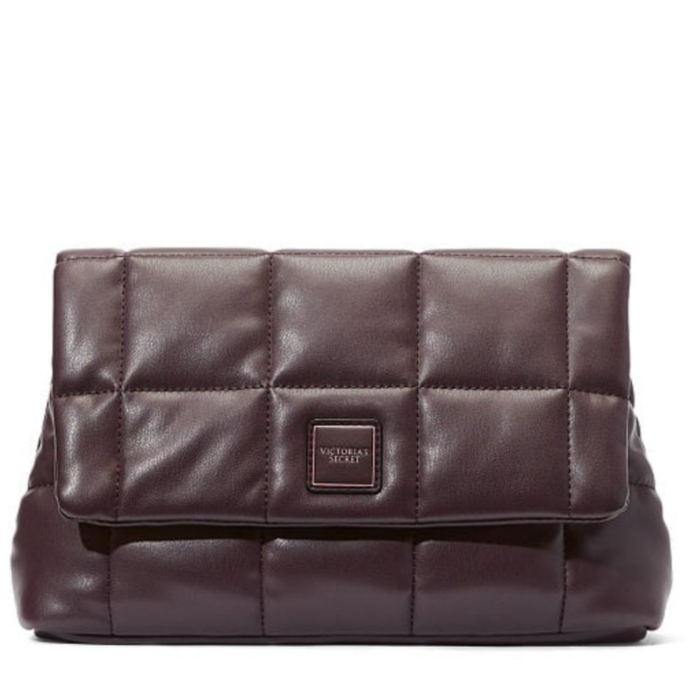 Victoria's Secret Quilted Padded Chocolate Brown Clutch